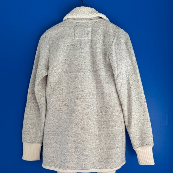 Abercrombie & Fitch Heather Gray Sherpa Fleece Lined Cardigan Open Front - S - Picture 7 of 8